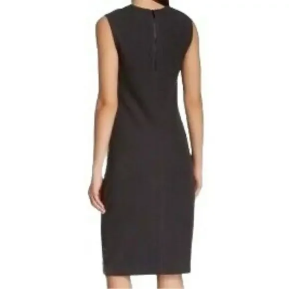 Vince black ribbed midi sleeveless sheath dress size medium - Picture 2 of 10